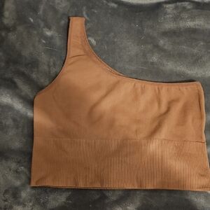 H&M Tan Asymmetrical Ribbed Sleeveless Tank Top
